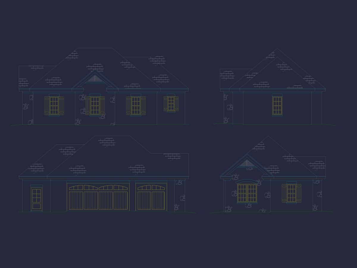 Compact House Garage Plan with CAD Blueprint Designs