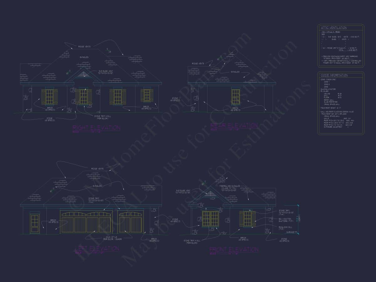 Compact House Garage Plan with CAD Blueprint Designs