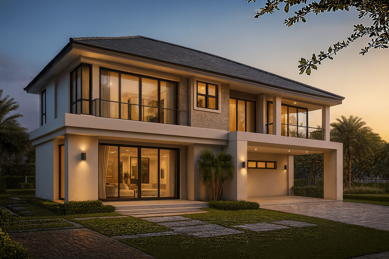 Contemporary Tropical-Modern Home Plan with CAD 3,800 sq. ft., 4-bed, 3.5-bath two-story