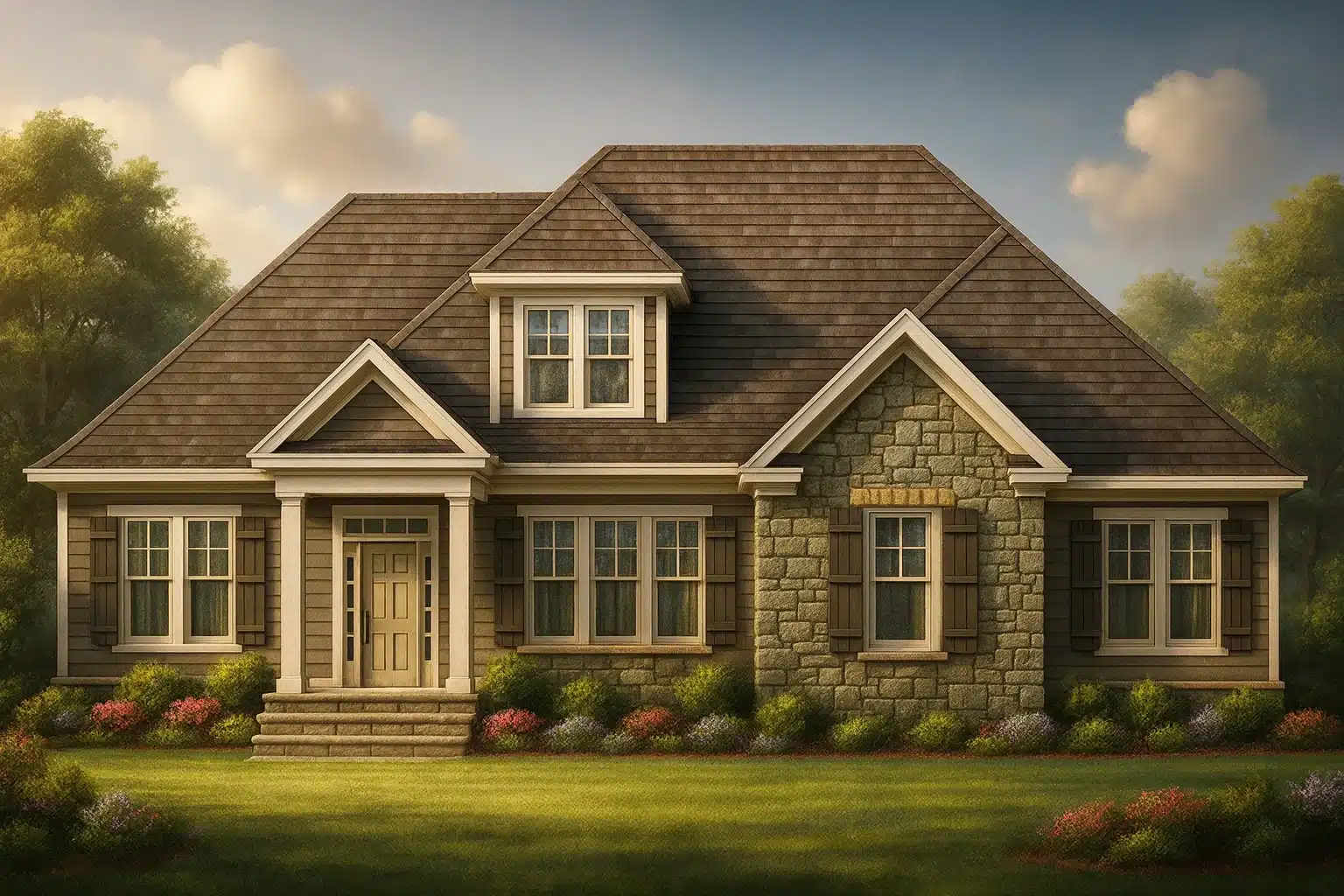 Craftsman Home Plan CAD Blueprint with Spacious Floor Designs