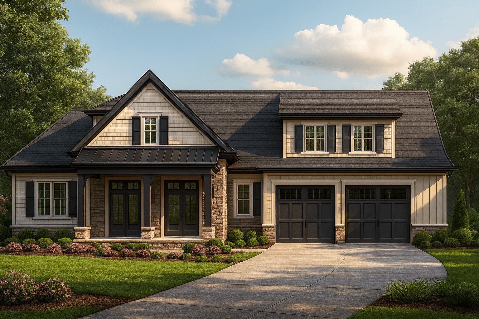 Craftsman Home Plan with Angled Garage and Functional 1.5-Story Design