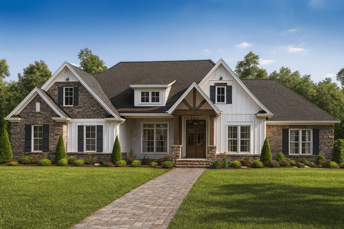 Craftsman Home Plan with Bonus Room and Spacious Floor Plan