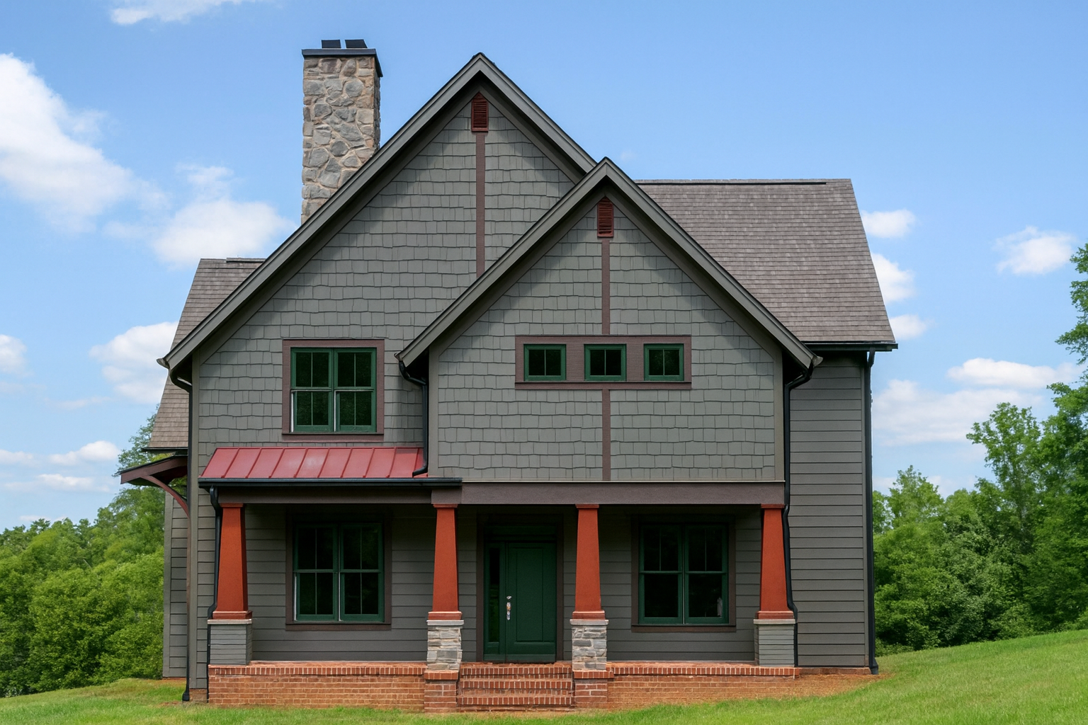 Craftsman House Plan w2-Story, 4 Bed, 3 Bath & 2-Car Garage Blueprint