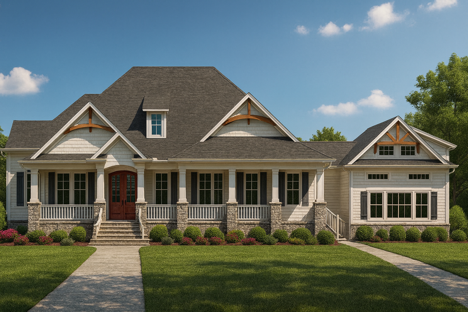 Craftsman Ranch Cottage House Plan – 3,536 Sq Ft, 3 Bed + Bonus Room