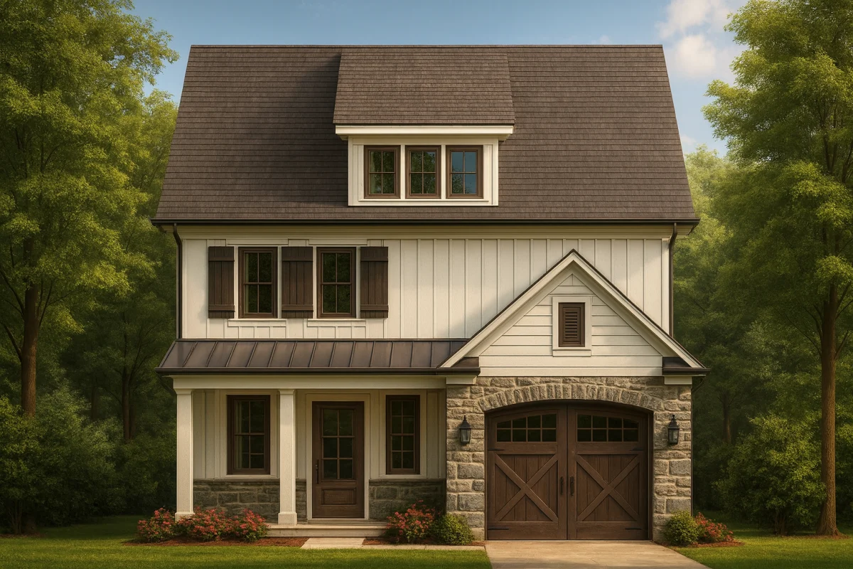 Craftsman floor plan with 1,764 heated sq. ft., 2 stories, 3 bedrooms