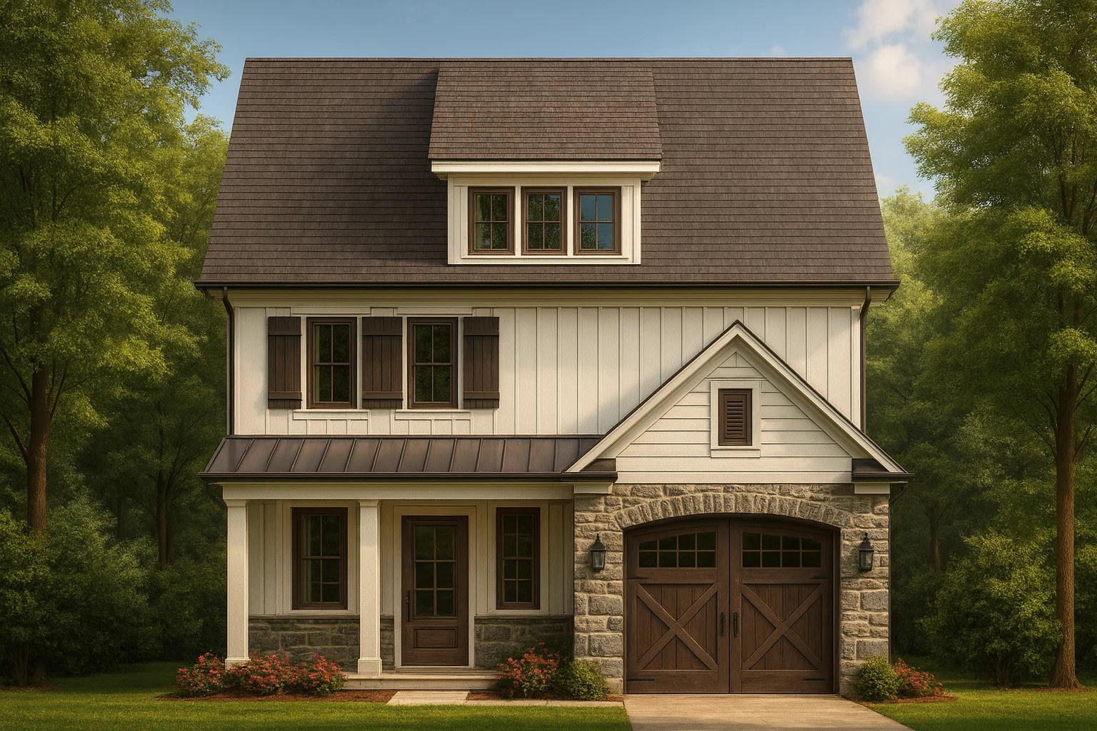 Craftsman floor plan with 1,764 heated sq. ft., 2 stories, 3 bedrooms