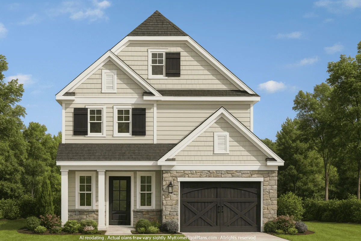 Craftsman house plan with 1,164 heated sq. ft., 3 bedrooms