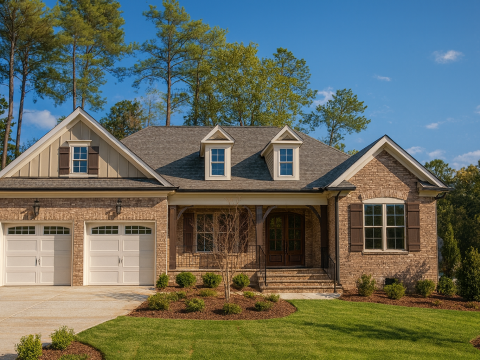 Custom Craftsman Home Plan with Vaulted Ceilings & Screened Porch