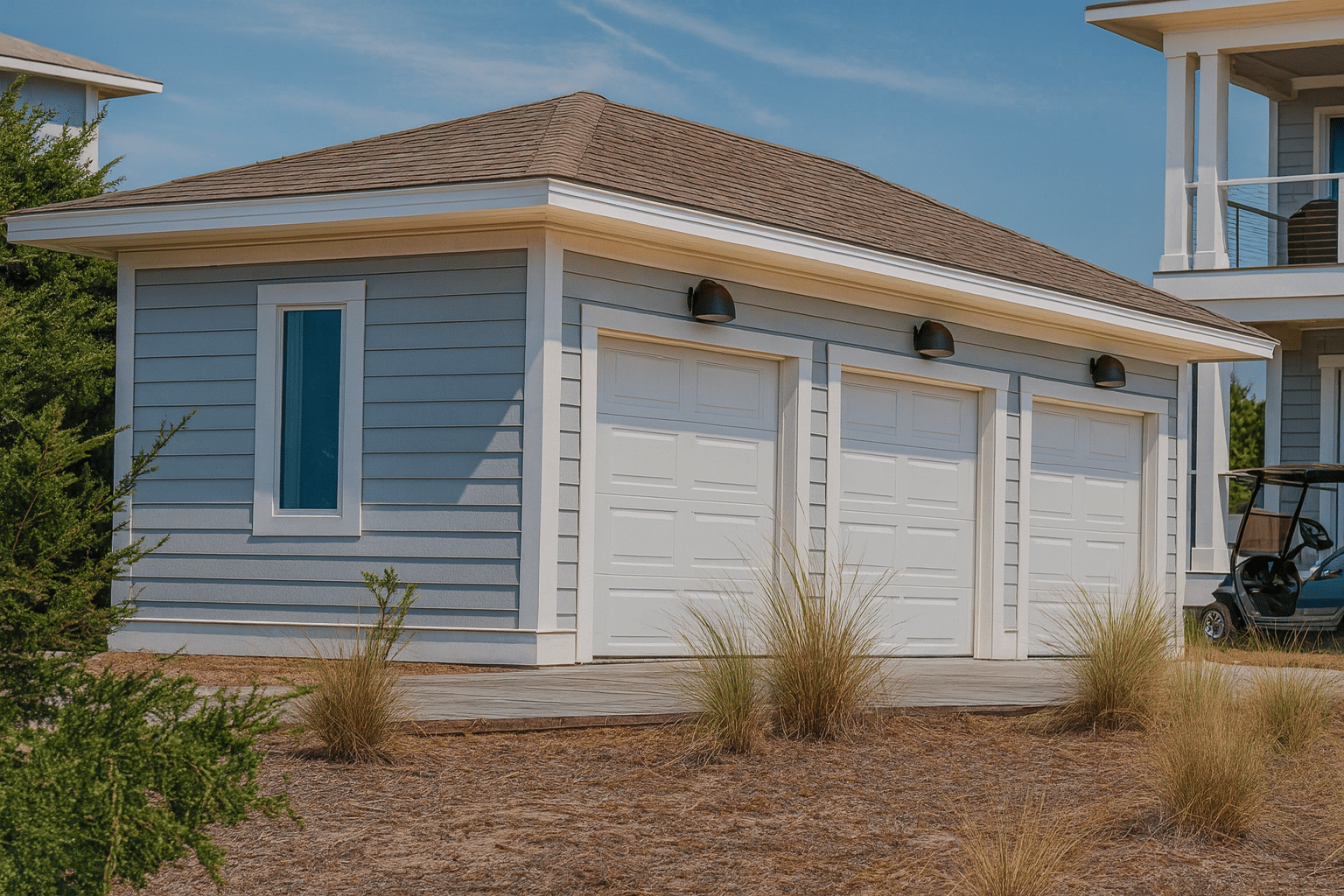 Custom Garage and Cart CAD Blueprint – 3-Bay Architectural Design