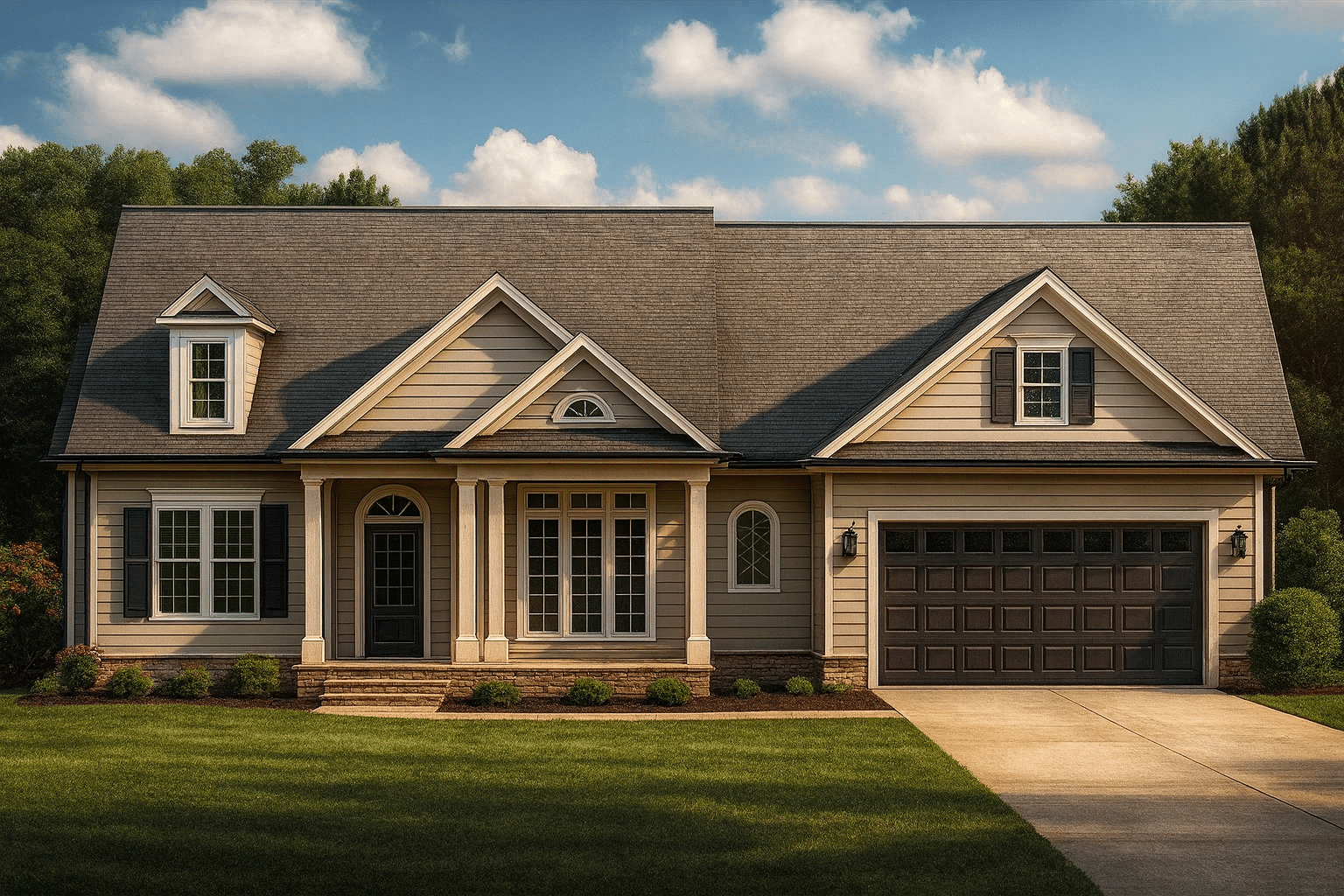 Elegant 1.5-Story House Plan with Open Floor Layout and CAD Blueprints