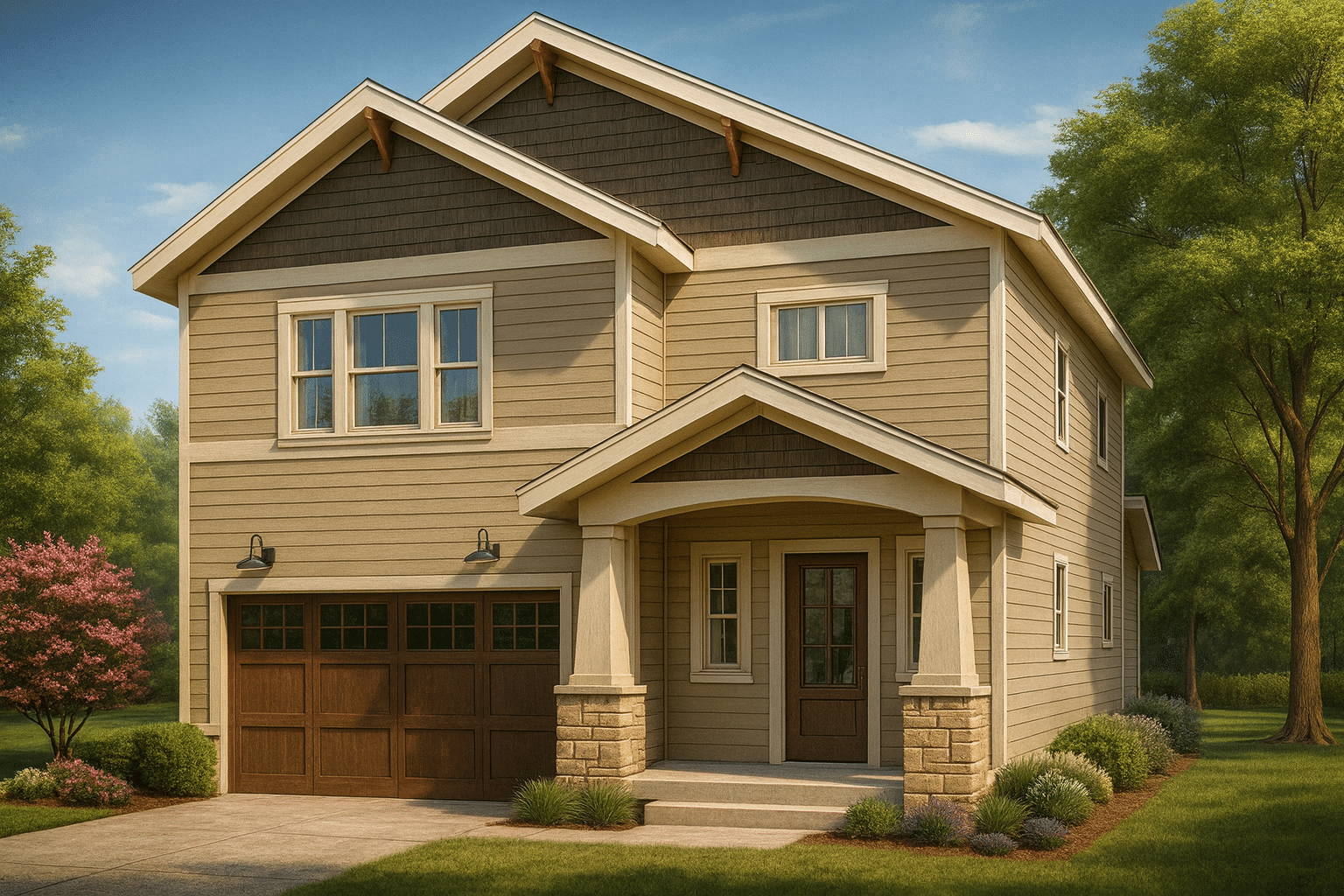 Elegant 2-Story Craftsman House Plan with Bonus Room and CAD Designs