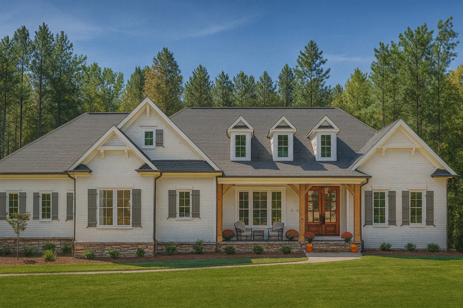 Elegant 2-Story House Plan with Covered Porches & Farmhouse Style