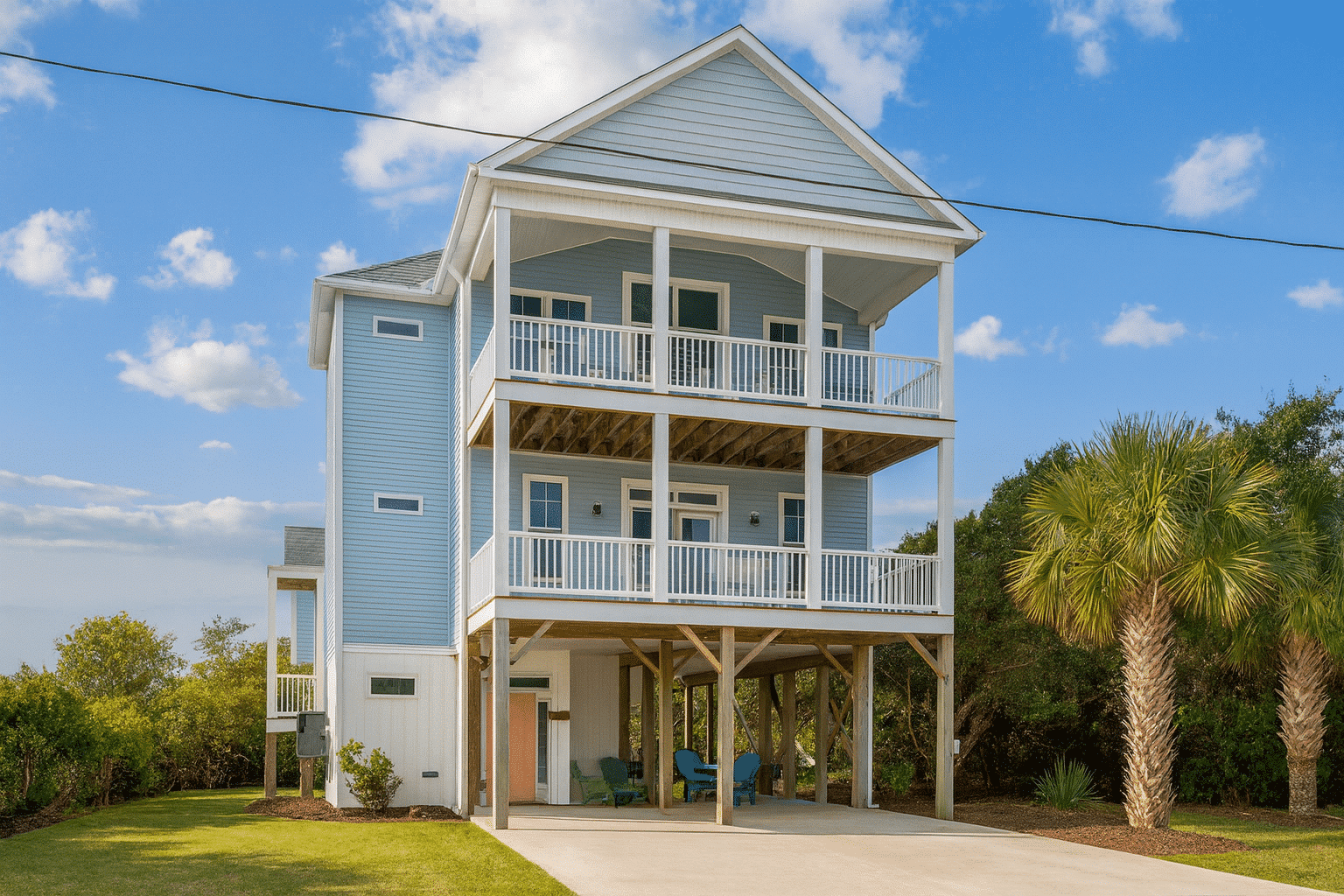 Elegant 3-Story Beach House Plan with Elevator & Open Floor Layout