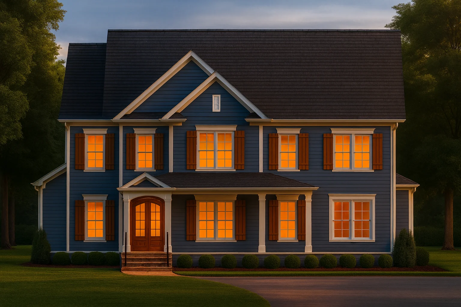 Elegant 3-Story Colonial House Design with 5 Bedrooms