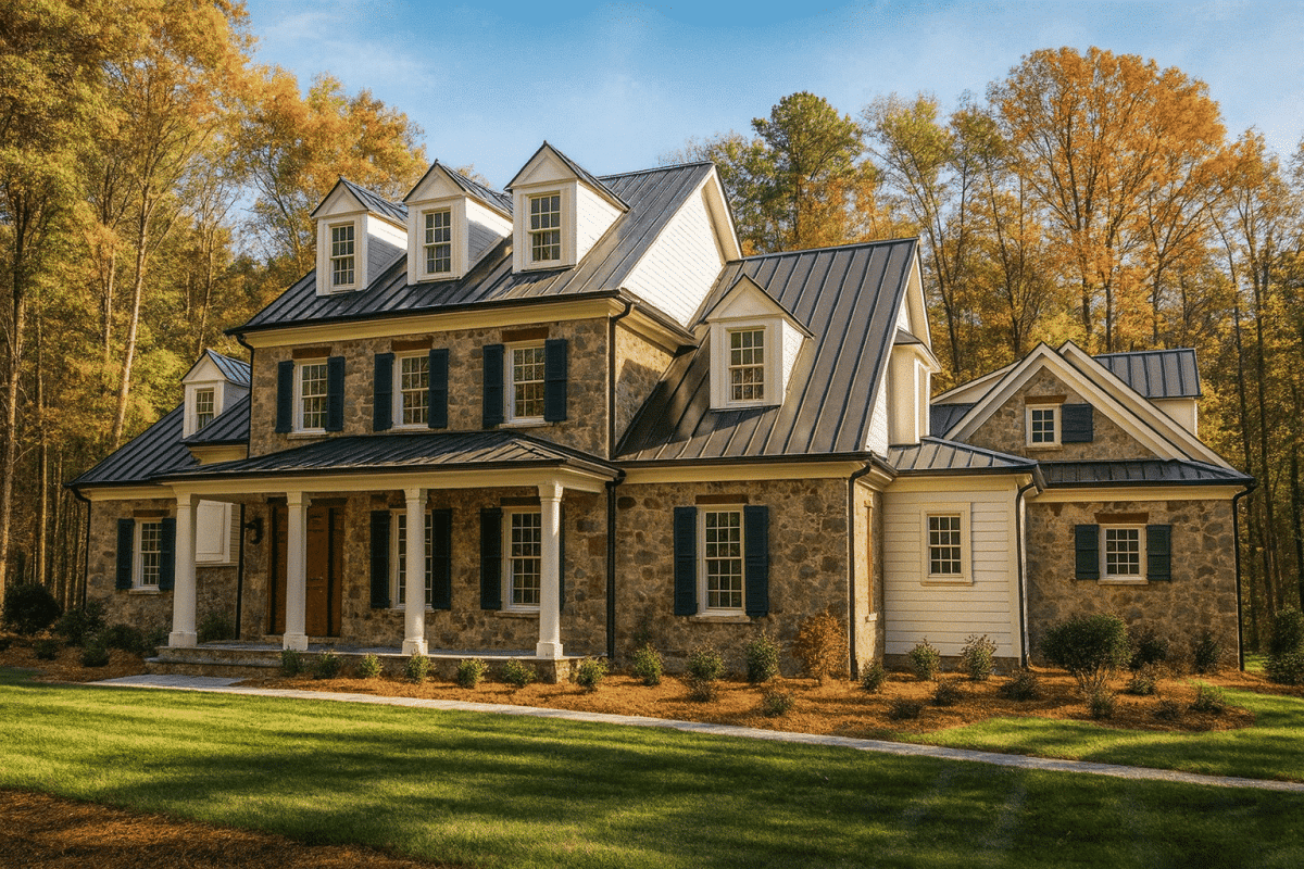 Elegant 3-Story Traditional House Plan with Colonial Architecture