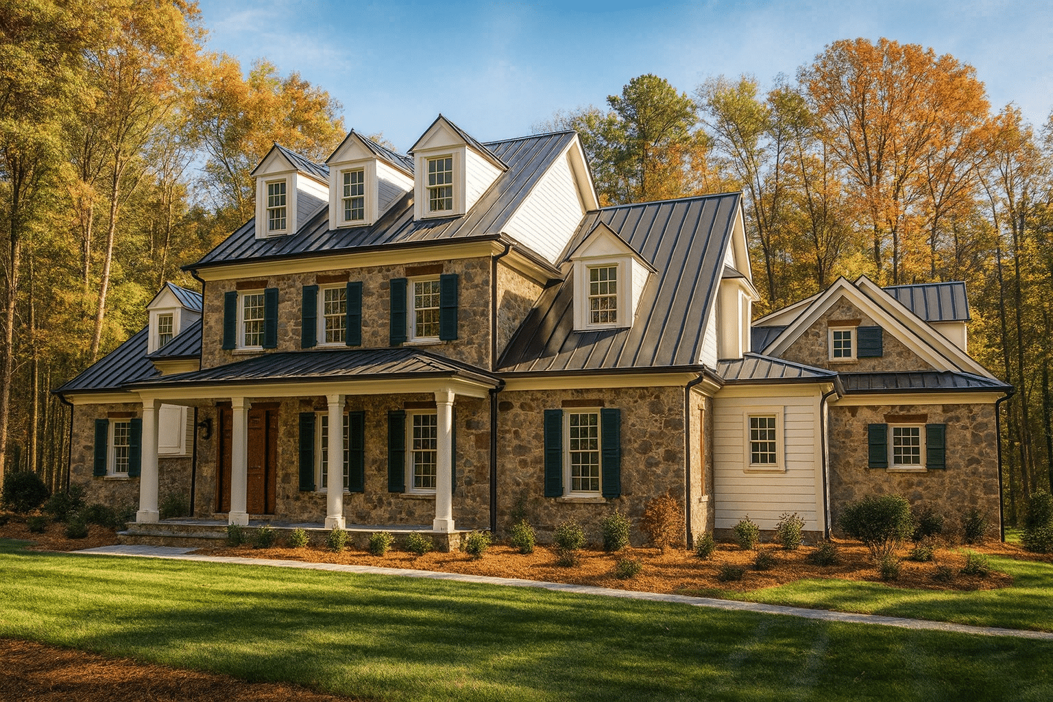 Elegant 3-Story Traditional House Plan with Colonial Architecture