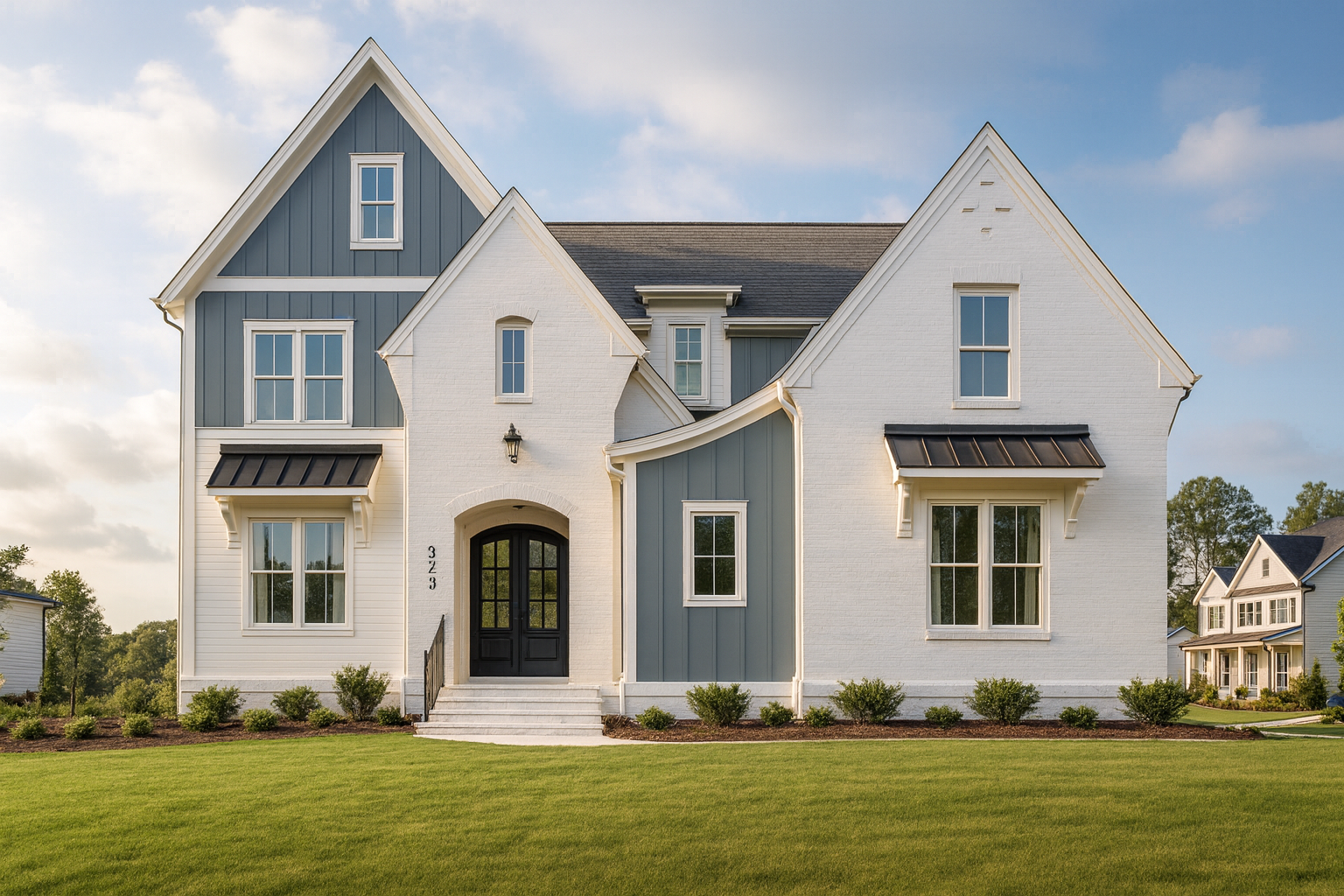 Elegant 3-Story Transitional House Plan with 5 Bedrooms and Screened Porch