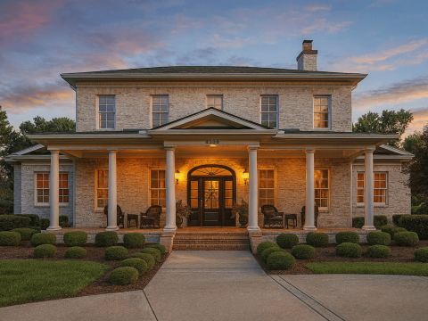 Elegant 5-Bedroom Home Floor Plan with 2 Stories and Garage