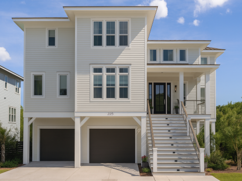 Exclusive Beach House Plan with 3 Floors and Elegant Blueprint Design