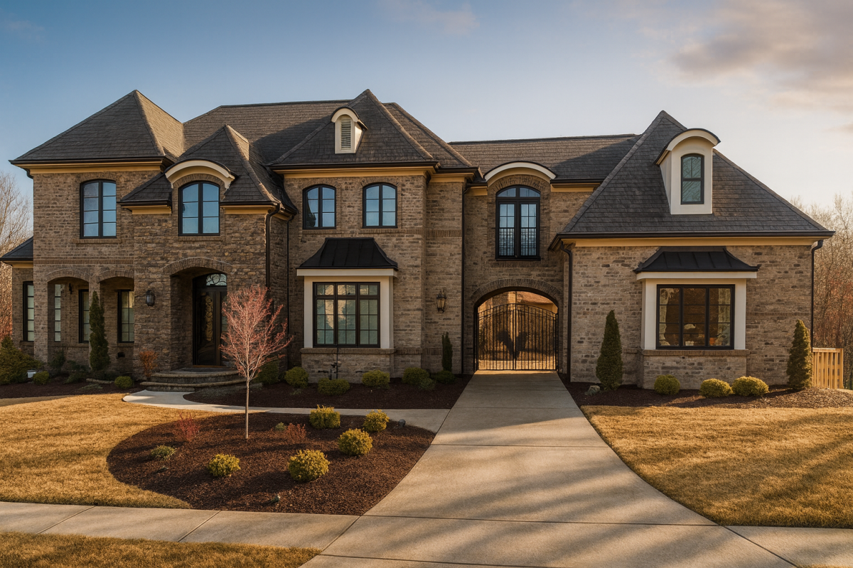 Luxury 2-Story House Plan with Brick and Stone Architecture