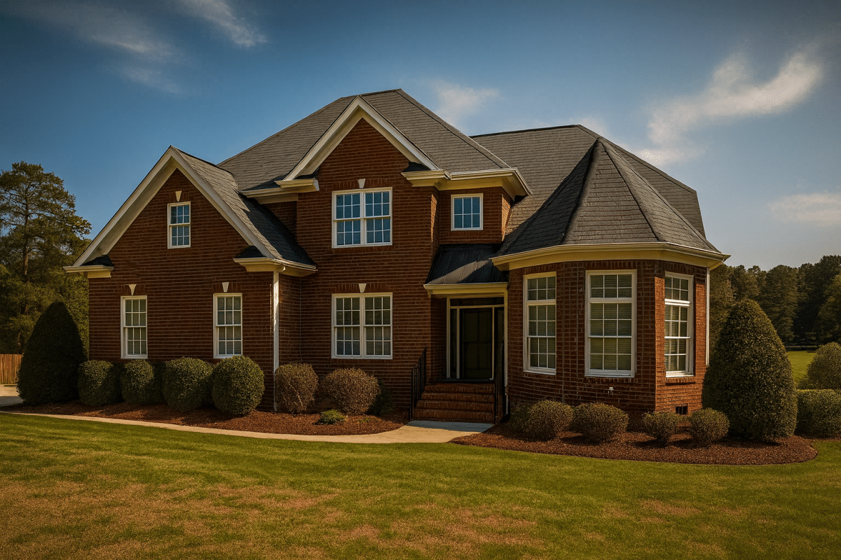 Modern 2-Story Brick House Plan with Vaulted Great Room & 4 Bedrooms