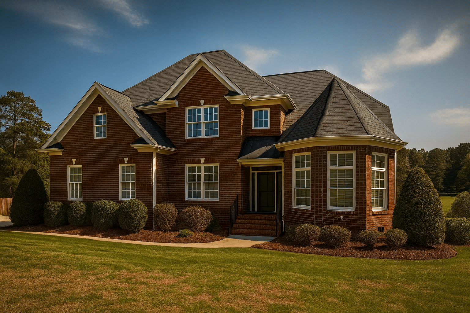 Modern 2-Story Brick House Plan with Vaulted Great Room & 4 Bedrooms