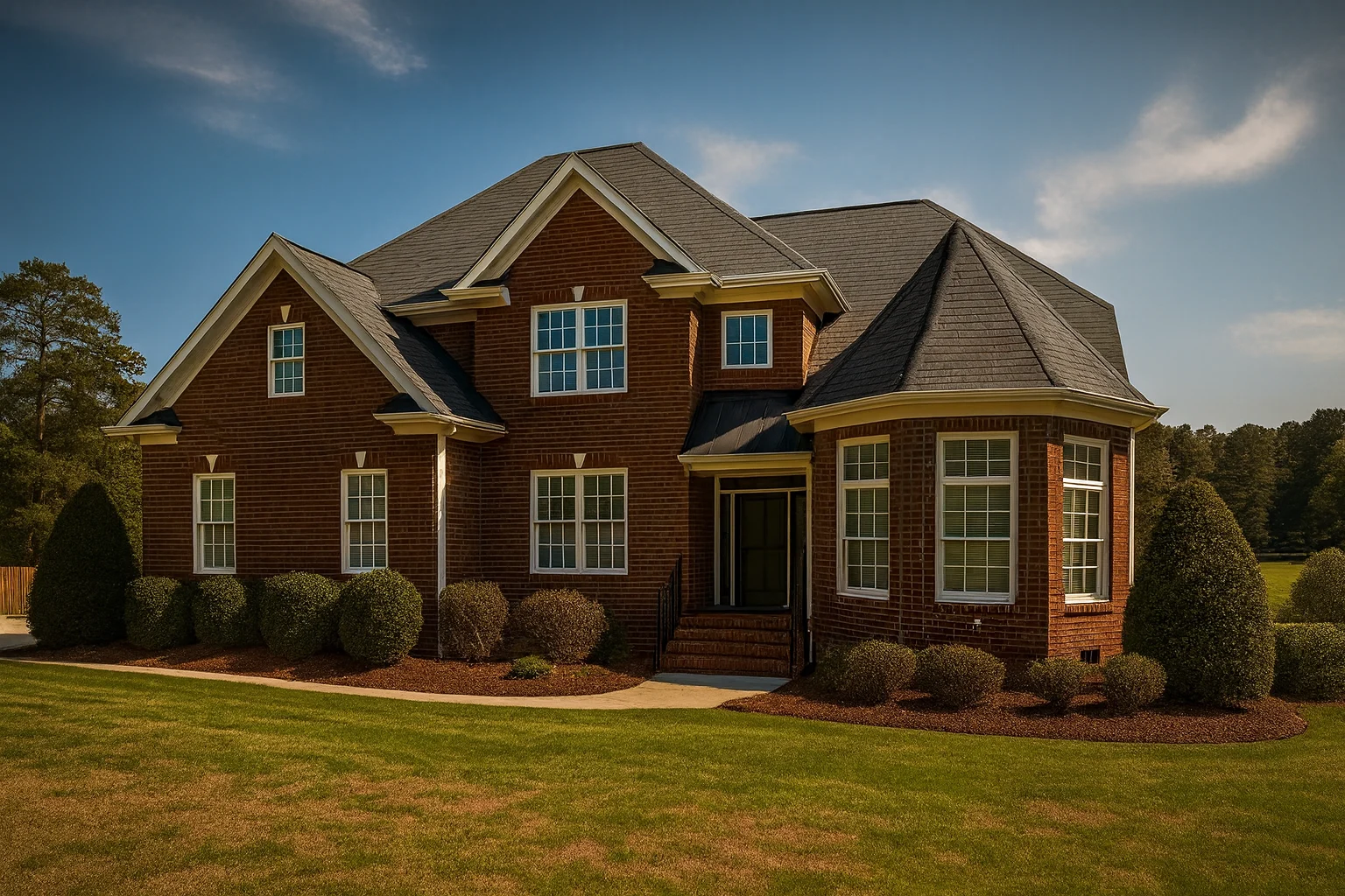 Modern 2-Story Brick House Plan with Vaulted Great Room & 4 Bedrooms