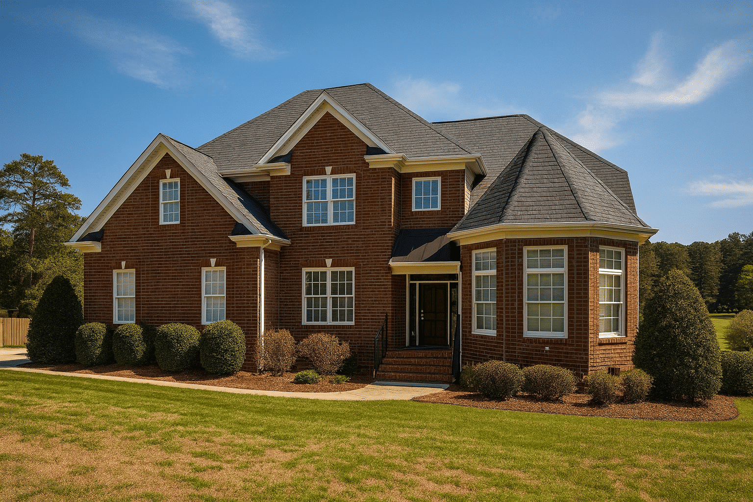 Modern 2-Story Brick House Plan with Vaulted Great Room & 4 Bedrooms