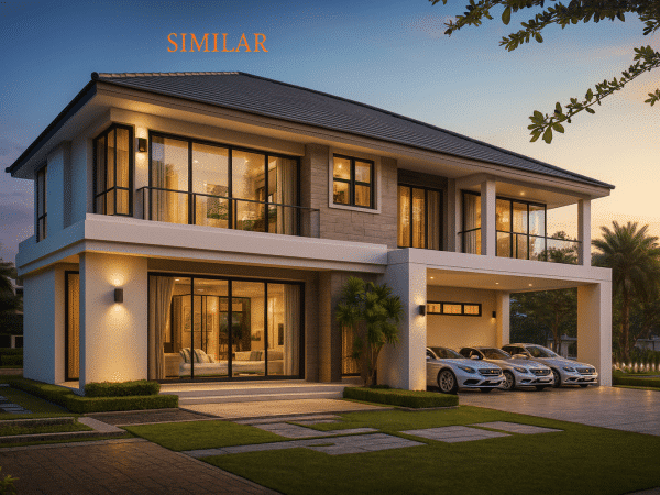 Modern 2-Story Home Floor Plan with Detailed CAD Designs