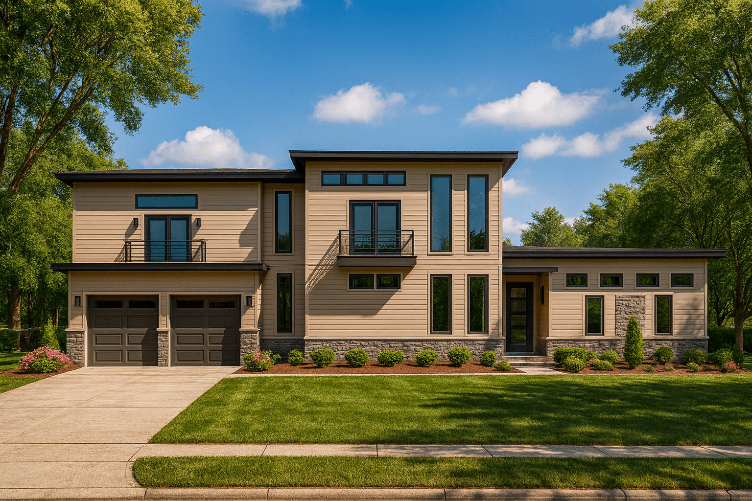 Modern 2-Story House Plan with 3-Car Garage & Open Floor Design