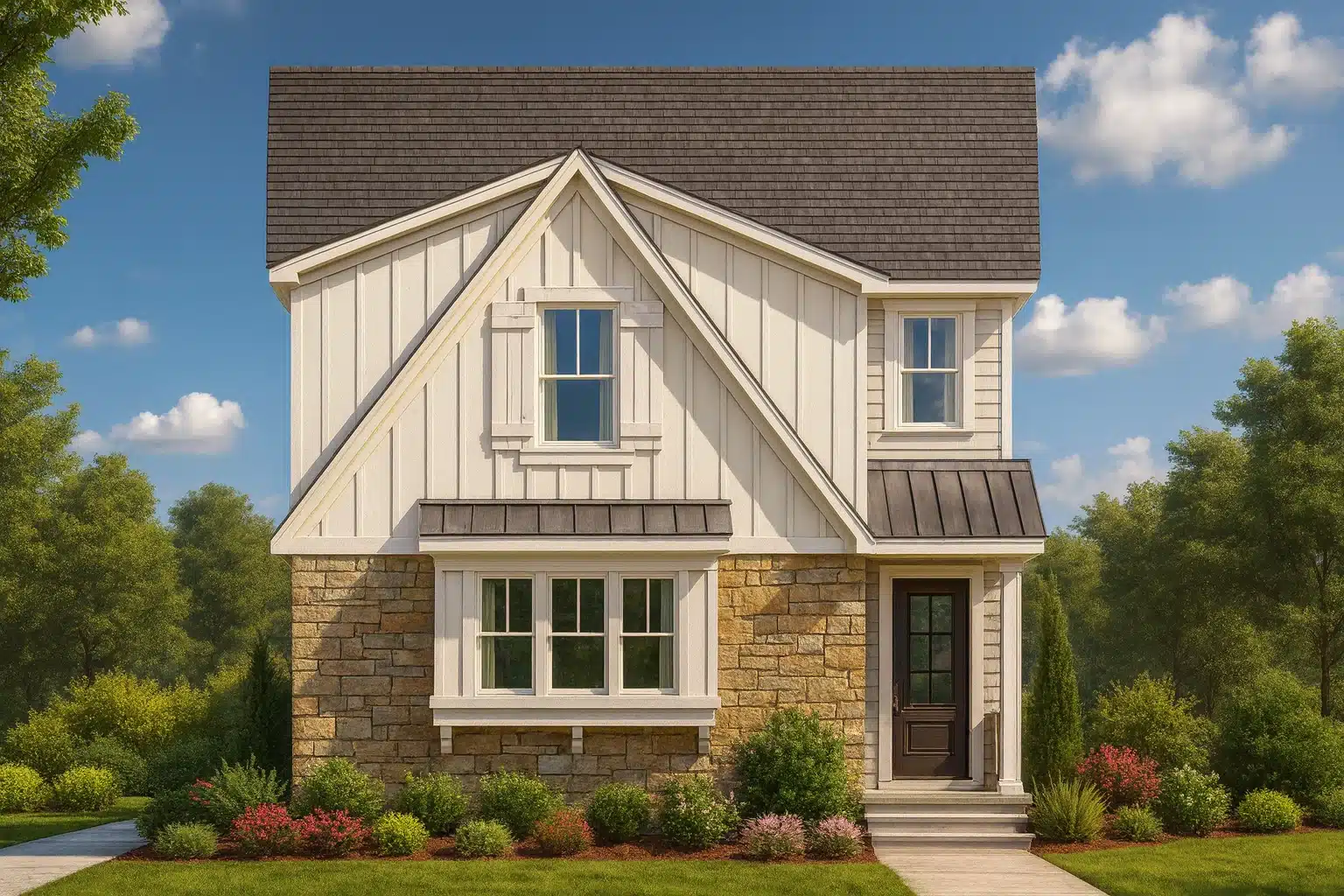Modern 2-Story House Plan with Open Floor Layout & Mudroom