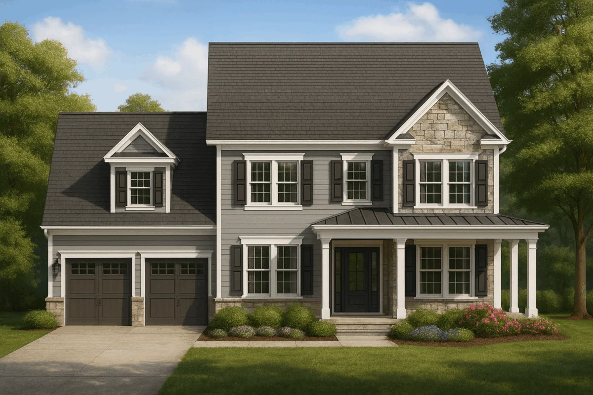 Modern 2-Story House Plan with Vaulted Ceilings & CAD Architecture