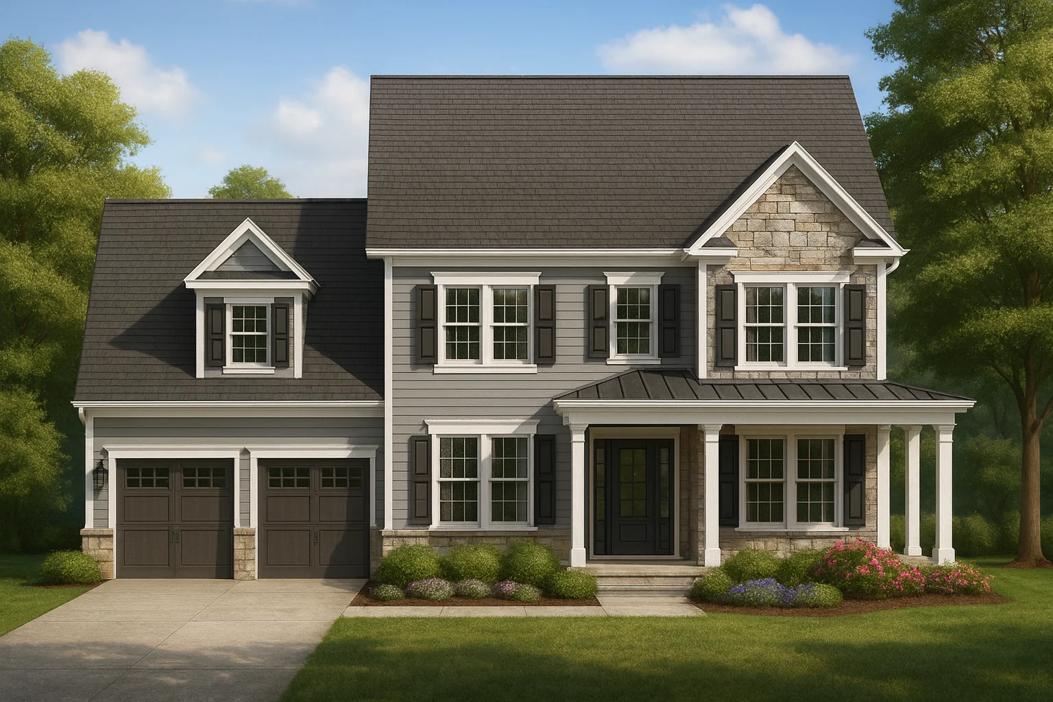 Modern 2-Story House Plan with Vaulted Ceilings & CAD Architecture