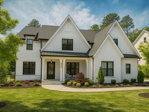 Modern 3-Story House Plan with Elegant Colonial Farmhouse Design