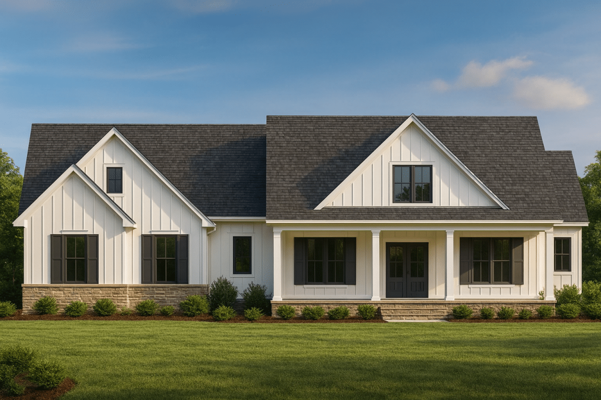 Modern Craftsman Home Floor Plan with 3 Bedrooms and CAD Blueprints