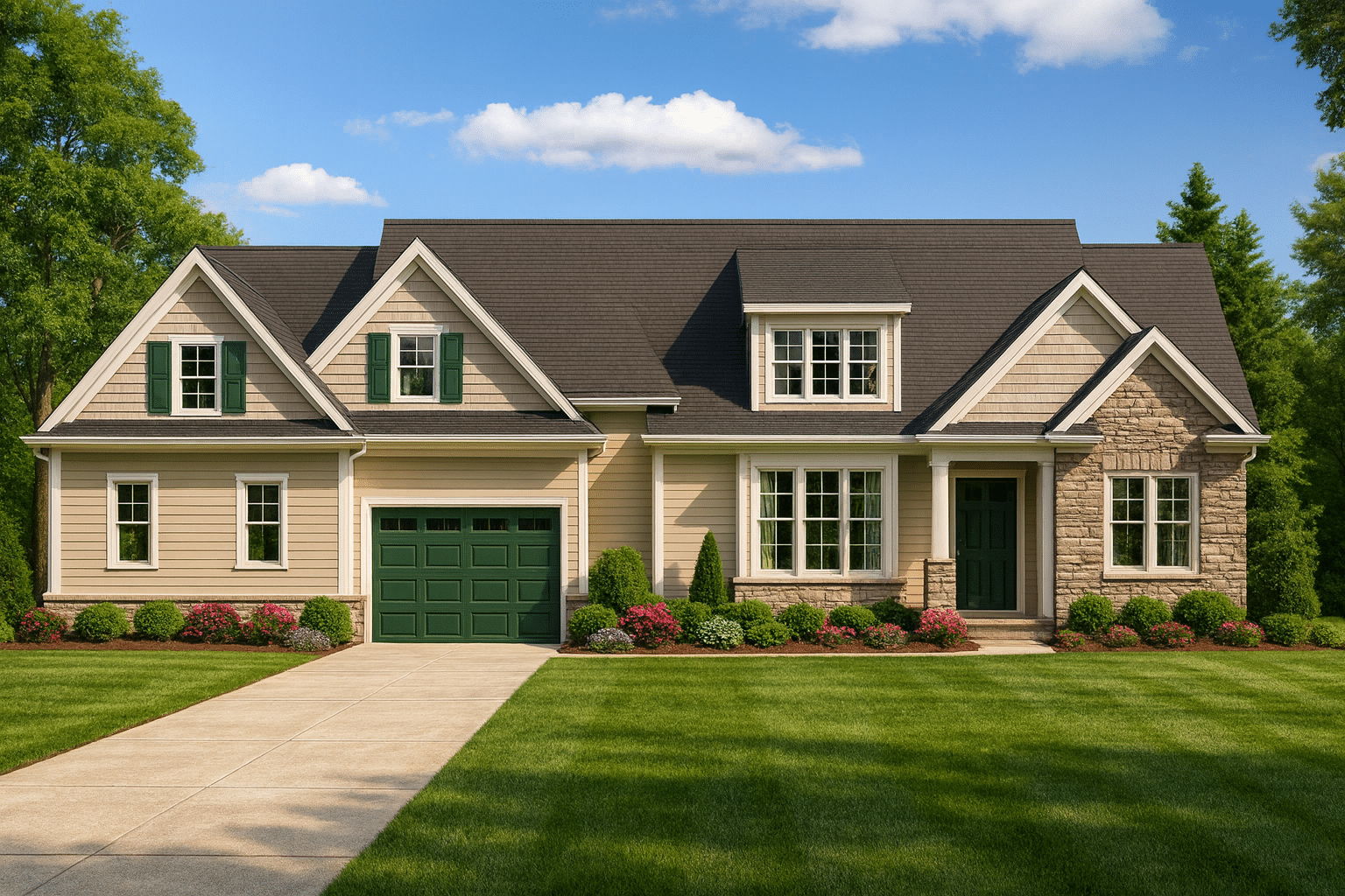 Modern Craftsman Home Plan with 1.5 Story Layout and Angled Garage