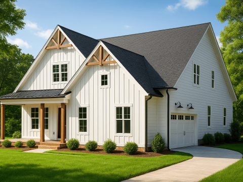 Modern Farmhouse House Plan with 2 Stories and Spacious Design