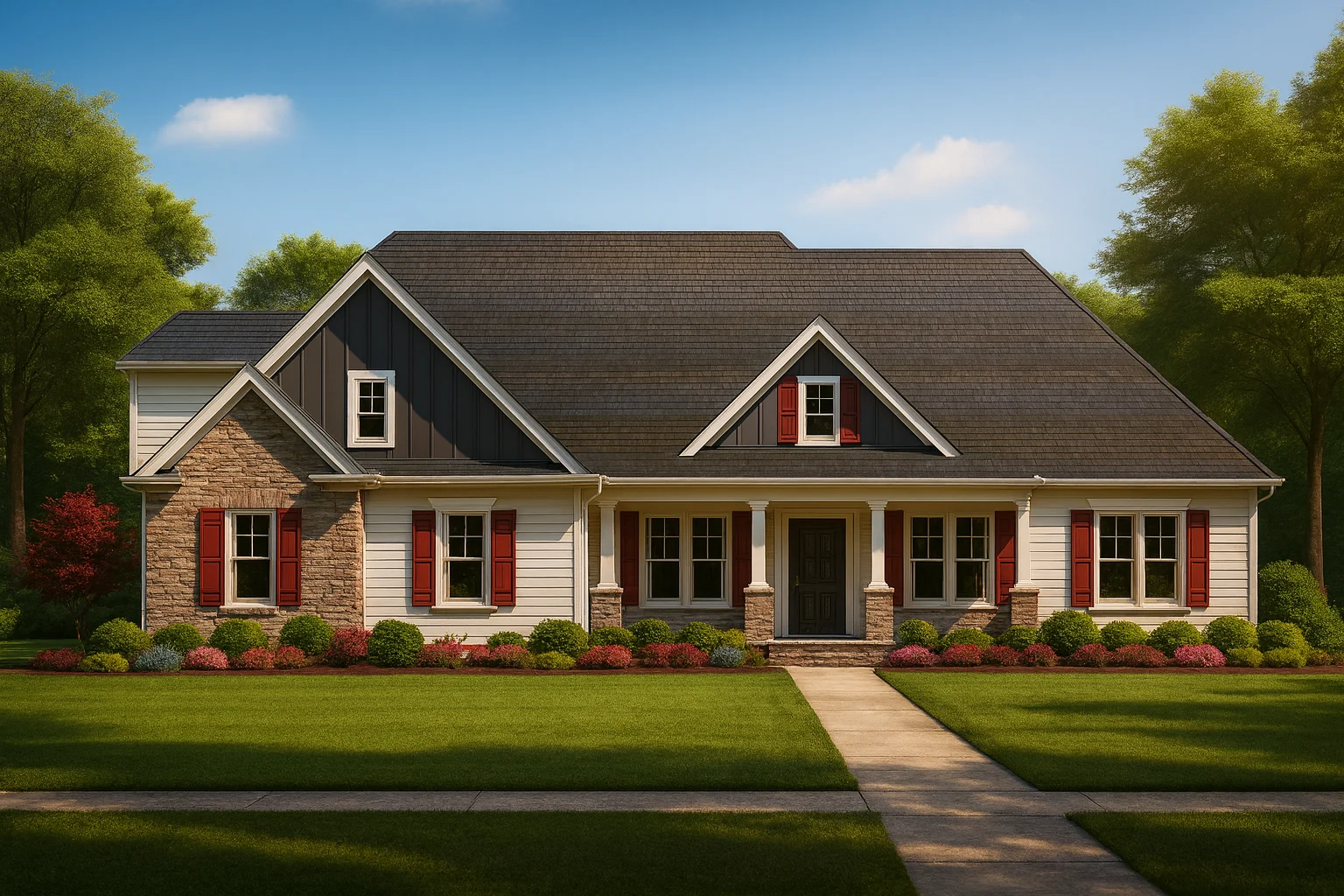 Modern Farmhouse Ranch House Plan - 3 Bed, 1.5 Story with Bonus Room