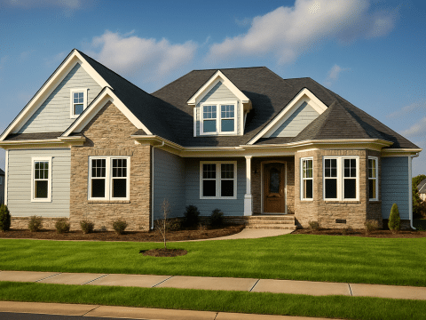 Modern Home Blueprint with 1.5 Floors and CAD Designs