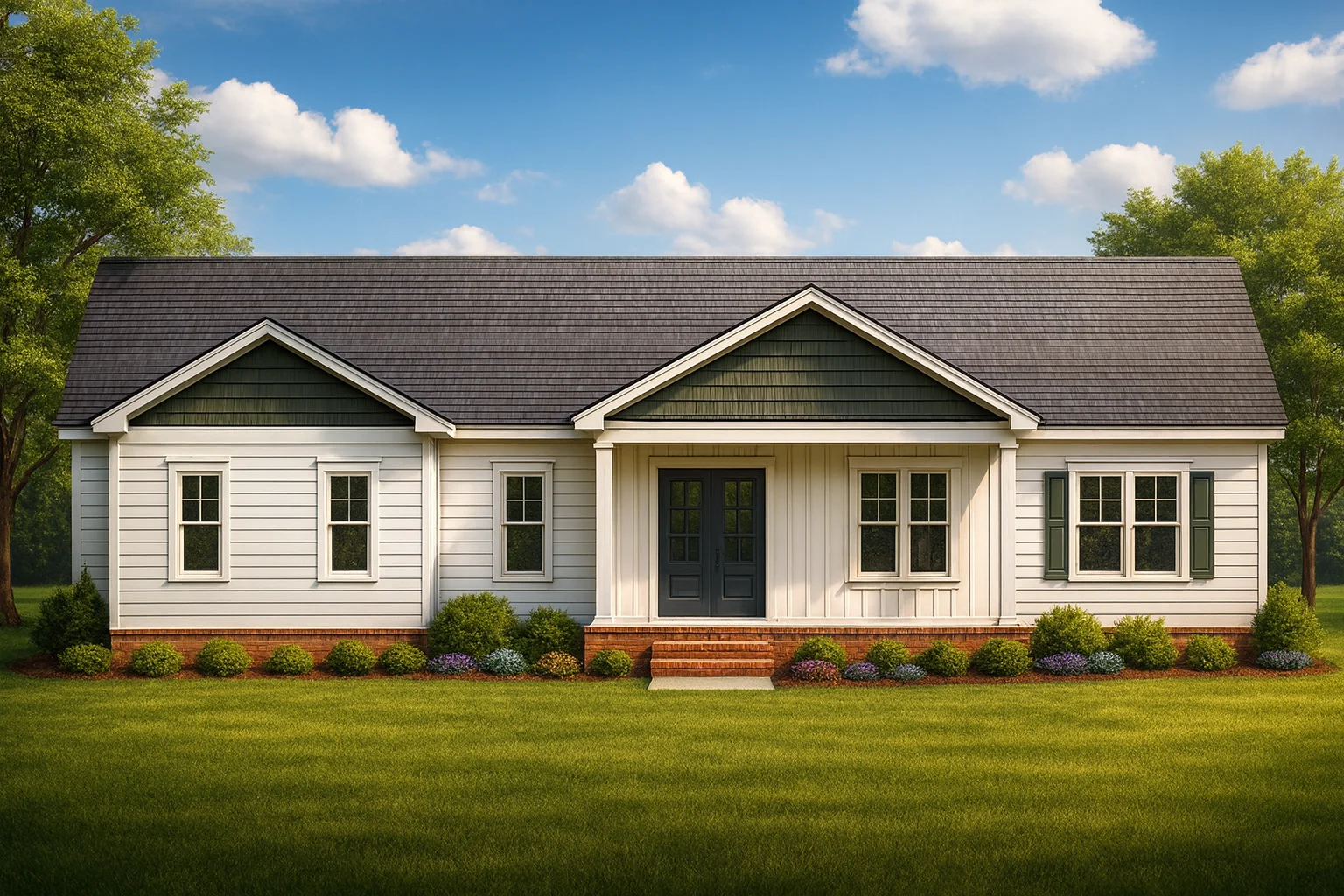 Modern Home Plan with Open Floor Plan & Vaulted Ceilings