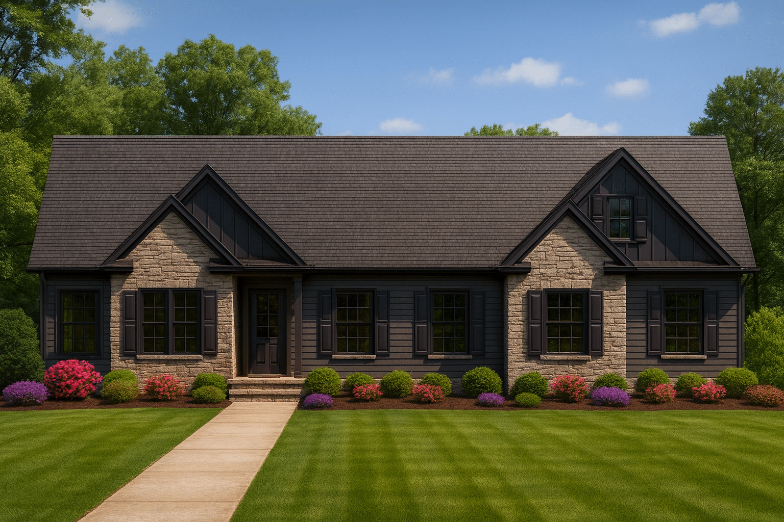 Modern Ranch Home Floor Plan with CAD Blueprint Designs
