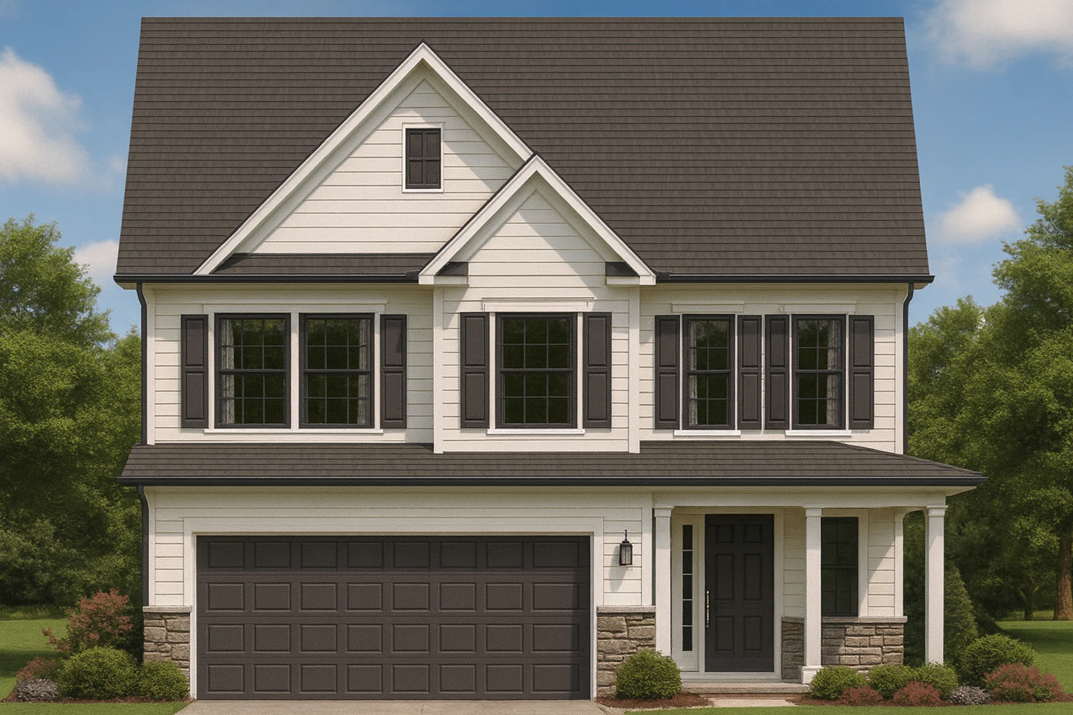 Modern Suburban Home Plan with 3 Bedrooms and Efficient 2-Story Design