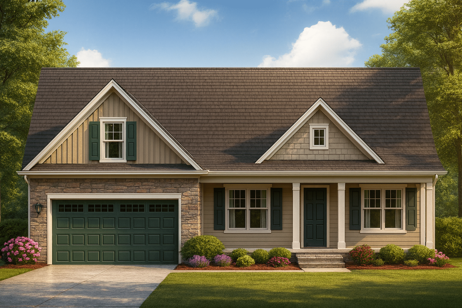 Modern Suburban House Plan with Open Floor Design and Vaulted Ceilings
