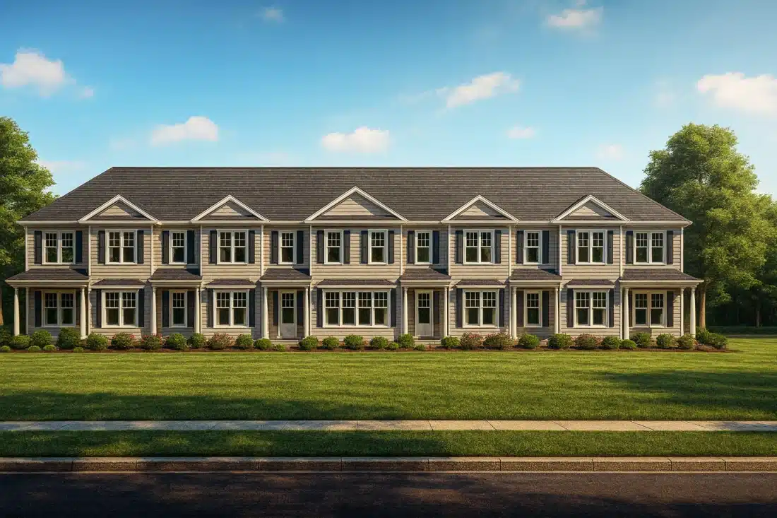 Modern Townhome Floor Plan with 6 Units and CAD Blueprints