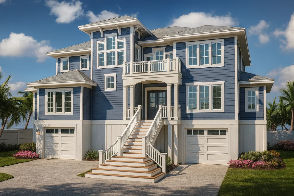 Spacious 2-Story House Plan with Coastal Charm & Modern Blueprint