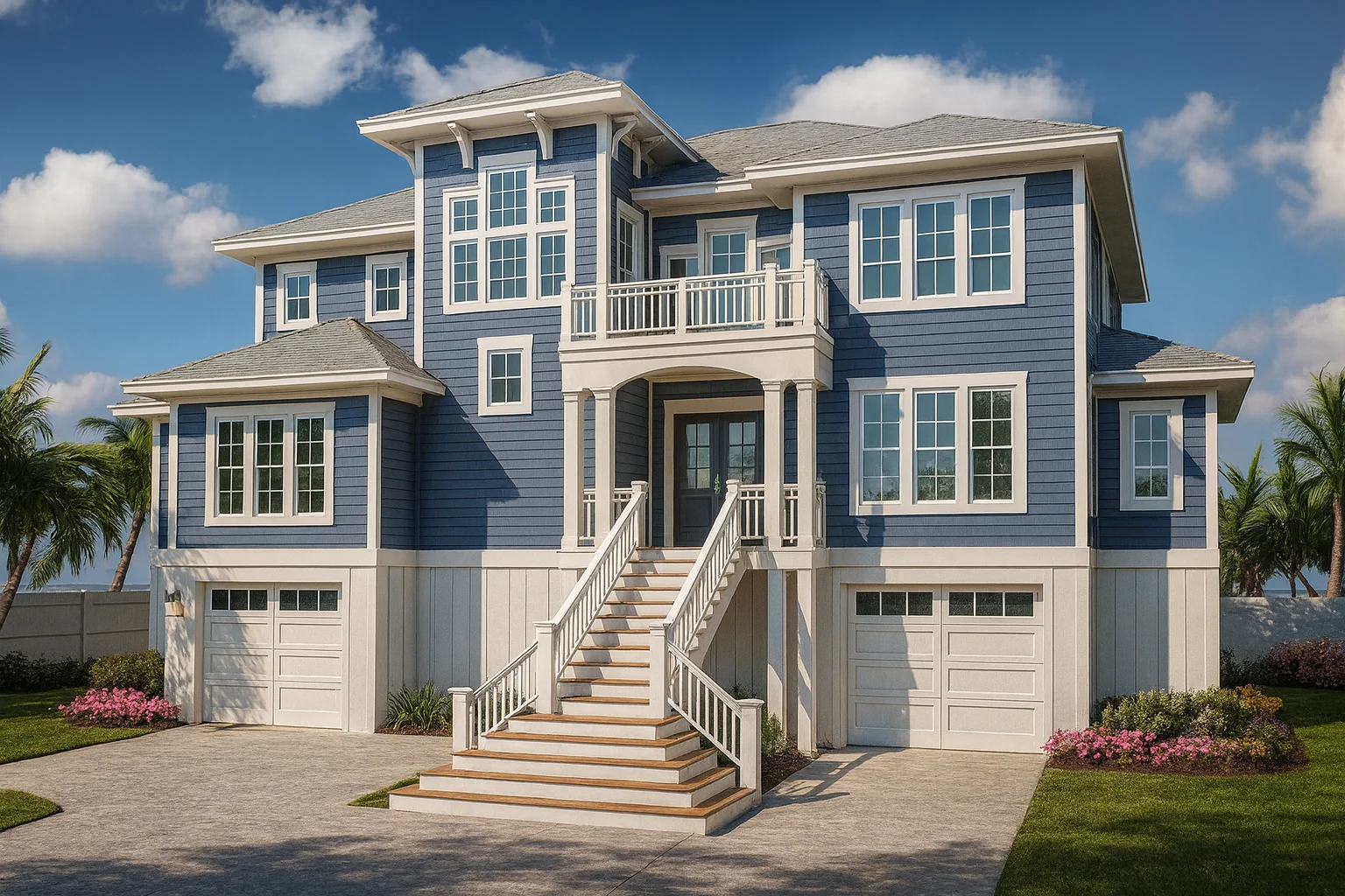 Spacious 2-Story House Plan with Coastal Charm & Modern Blueprint