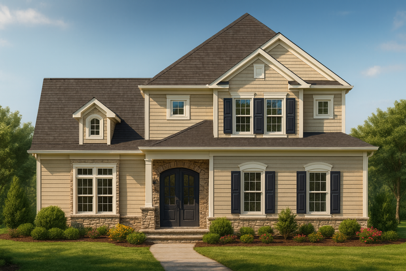 Stylish 2-Story House Plan with 3 Bedrooms, Bonus Room & Vaulted Ceilings