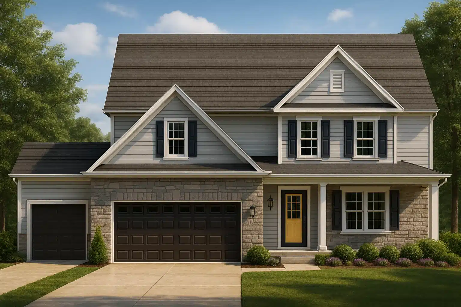 Traditional 2-Story Home Plan with Open Blueprint & Bonus Room