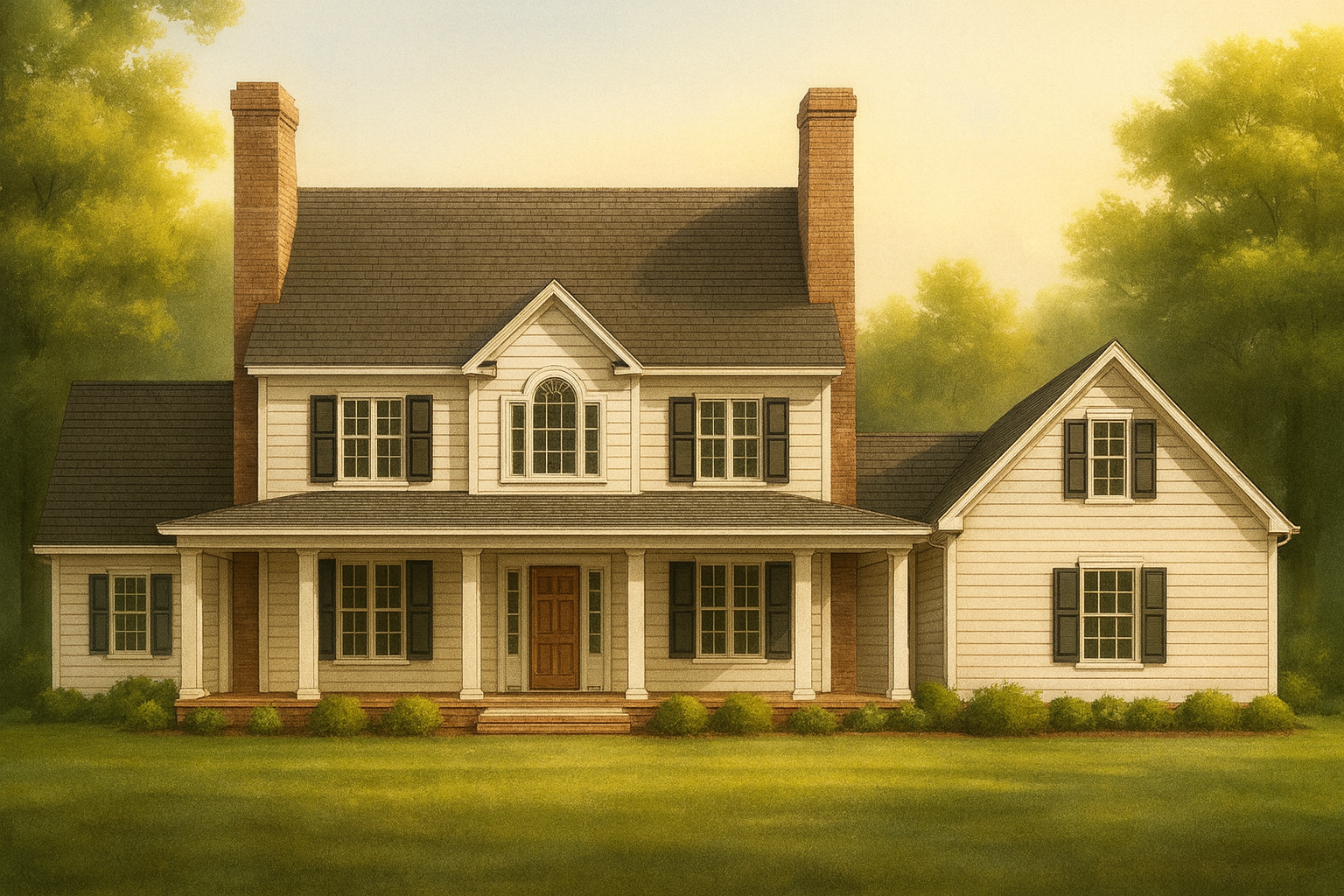 Traditional 2-Story House Plan with Colonial Style and Basement