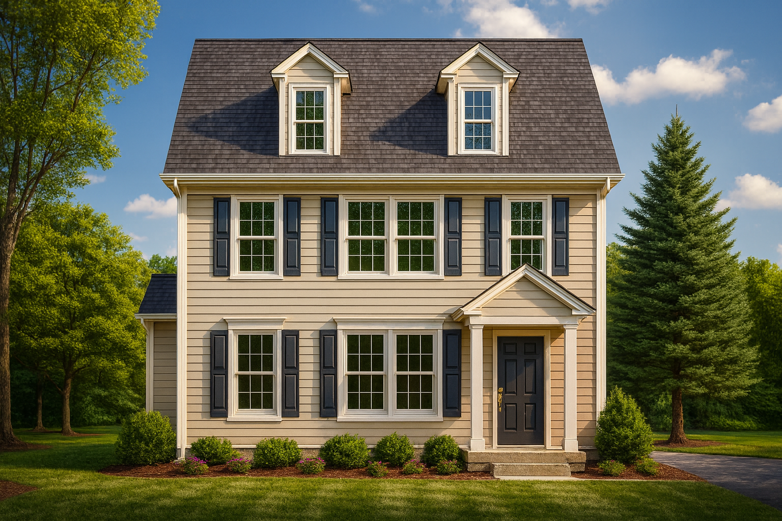 Traditional 2-Story House Plan with Office, Rec Room & 2-Car Garage